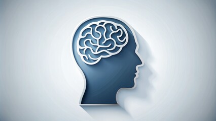 Obraz premium A minimalist illustration of a human scalp with a simplified brain icon embedded, symbolizing mind and thought, set against a clean white background.