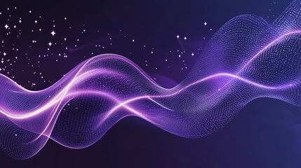 Fototapeta premium With shining dots stars and purple particles wave abstract background.