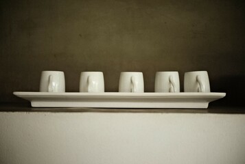 Modern white ceramic cup set for drinking tea or coffee