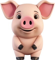 Obraz premium Cute 3D Cartoon Pig Icon