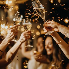 New Year's Eve lifestyle photo of people celebrating.