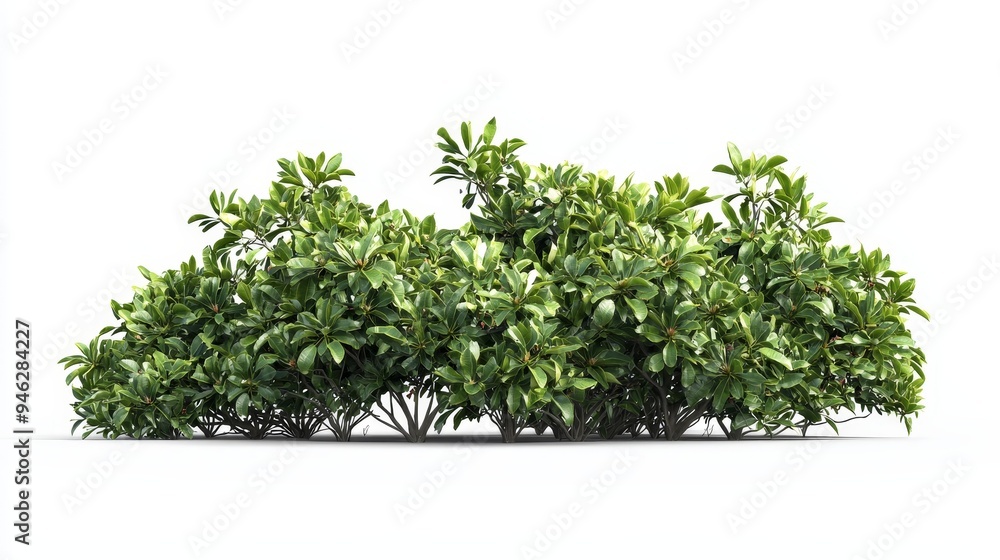 Poster isolated tropical flower bush shrub tree on white background with clipping path: stock image
