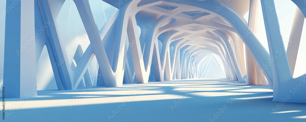 Poster abstract architectural tunnel with light at the end.