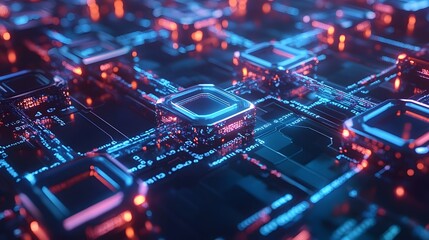 Obraz premium Conceptual image of a digital network representing blockchain and AI data fusion