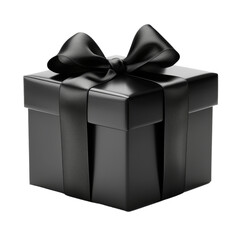black gift box isolated on transparent background cutout