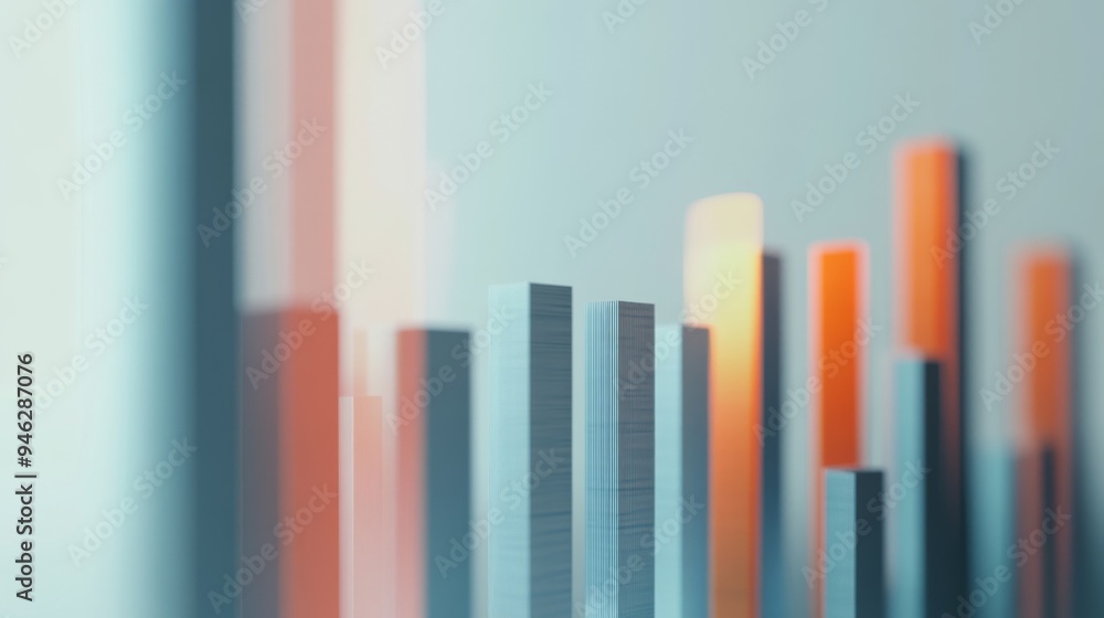 Aufkleber A detailed shot of a 3D stacked column chart representing various financial metrics, with clear labels and a white background, highlighting the depth and comparative data.