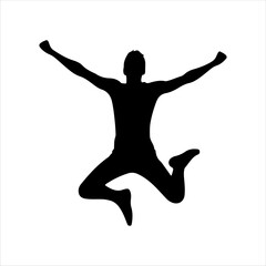 Boy celebrating silhouette vector illustration design on white background.