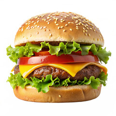 Delicious Burger on Isolated Transparent Background