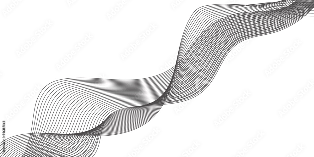 Poster abstract wavy grey stream element for design on transparent background isolated. vector illustration