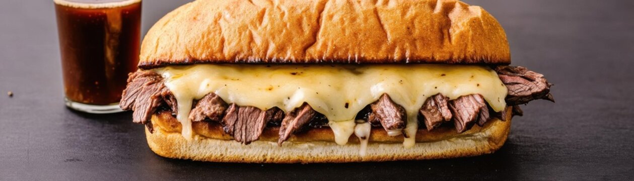 Juicy roast beef sandwich with melted cheese