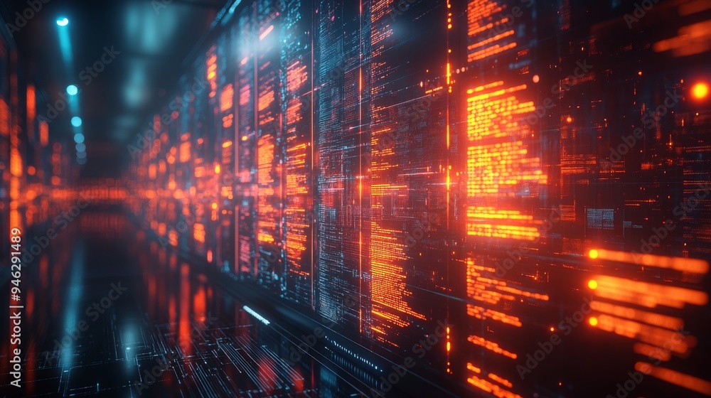 Poster a sleek holographic interface showcases dynamic data visualizations in a modern digital workspace, e