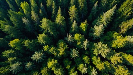 Fototapeta premium aerial view of a lush sprawling forest 
