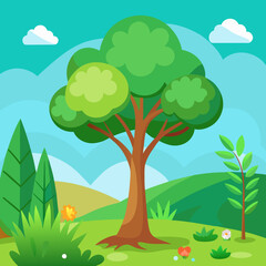 Green Tree and Plant Nature Background