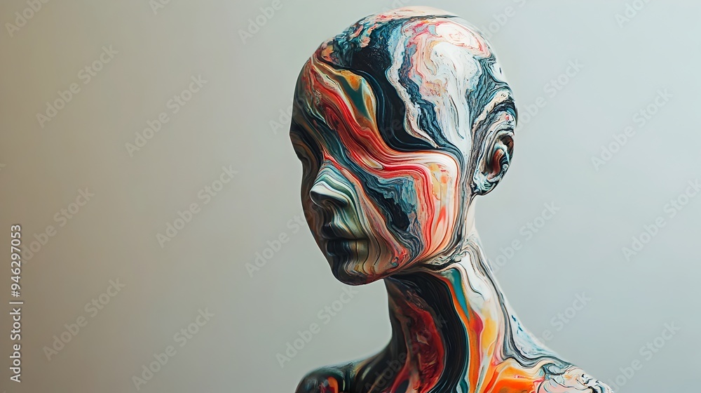 Poster fluid doll an ethereal interplay of abstract shapes and captivating light this conceptual image show