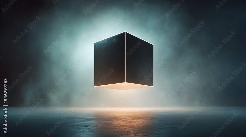 Aufkleber conceptual image of a levitating box suspended in mid air emitting a soft mysterious light from with