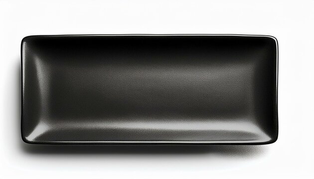 black stone empty rectangular, square dish isolated on white background.