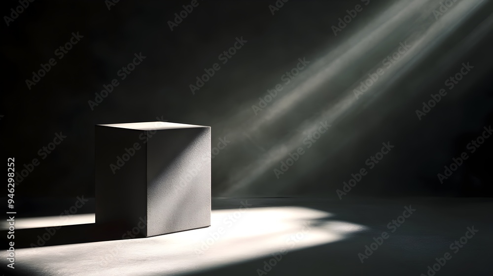 Poster illuminated box a conceptual image showcasing the captivating play of light and shadow in a minimali