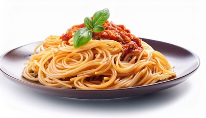 dish of Spaghetti isolated on white background