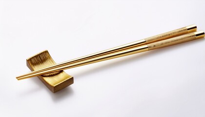 Gold Chopsticks isolated on white background
