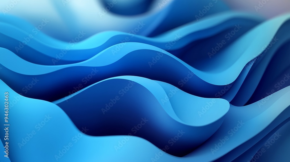Poster abstract blue waves flowing and swirling, creating a dynamic and modern background.