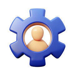 3D Render of a Person Inside a Cogwheel