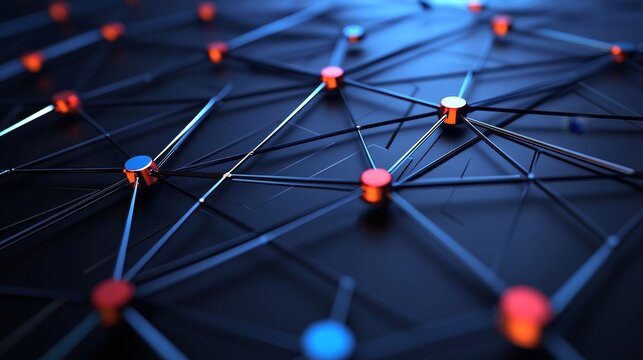 Abstract network of connected nodes, representing data flow, communication, or interconnected systems.