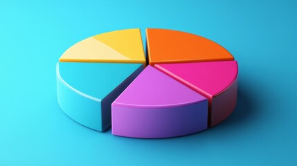 Fototapeta premium A dynamic pie chart illustrating market share distribution among companies, with bright colors and clear labels on a minimalist background.
