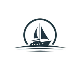 yacht logo vector illustration, sailboat logo vector illustration. boat, ship, sail logo template, Yacht club logo, Sailing cruise abstract logo, ship business icon, royal yacht club graphic design 