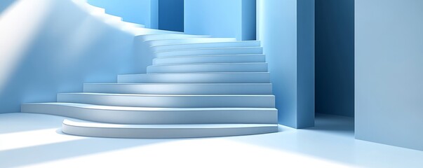 Fototapeta premium Modern staircase with light streaming through window.