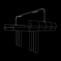 Wireframe Mesh Bridge Highway. Connection Structure. Digital Data Visualization Concept. Vector Illustration.