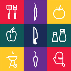 Flat BBQ icon collection