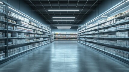 Empty Supermarket Aisle