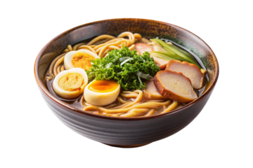 Delicious Ramen Noodle Soup on Transparent Background