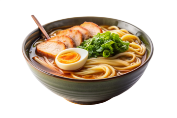 Delicious Ramen Noodle Soup on Transparent Background