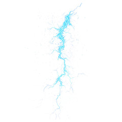 Blue lightning, abstract energy and electrical, isolated on transparent png background