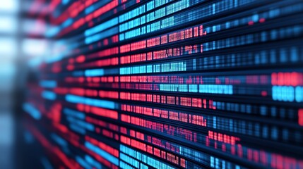 Naklejka premium Abstract background of blue and red binary code.
