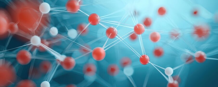 A vibrant representation of molecular structures showcasing connections and interactions, perfect for science and technology themes.