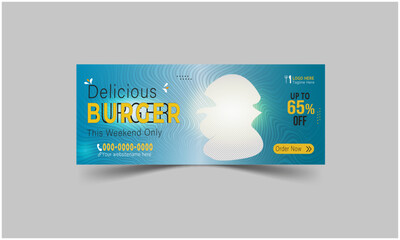 Food Facebook cover design for restaurant business ads and timeline cover marketing promotion, web banner template with editable vector
 social media post