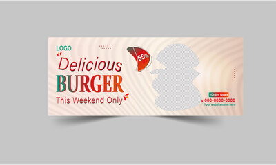 Food Facebook cover design for restaurant business ads and timeline cover marketing promotion, web banner template with editable vector
 social media post