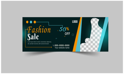 Fashion sale social media Facebook cover banner template, 