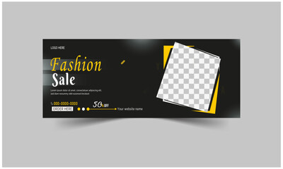 Facebook cover page design web banner template in clean Black. Minimalist beauty fashion sale promotion can be used to promote business, products, and cosmetics.