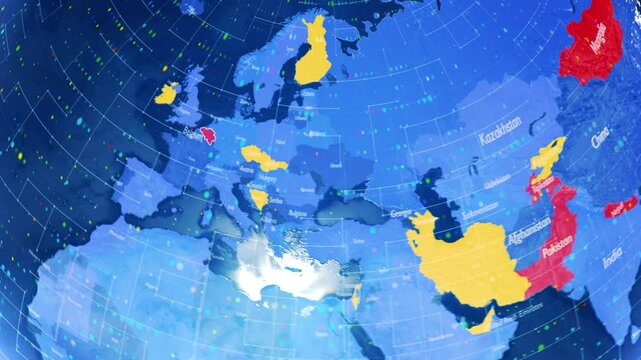Digital Stylised World Map Country Zoom Belgium