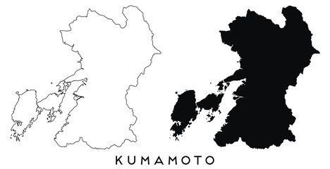 Kumamoto map outline and black silhouette vector