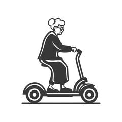 Elderly Woman Riding an Electric Scooter