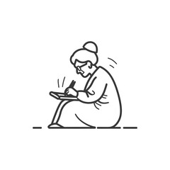 Elderly Woman Writing in a Notebook While Sitting