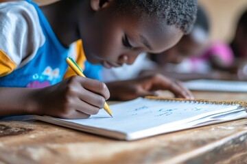 Child Writing in Classroom