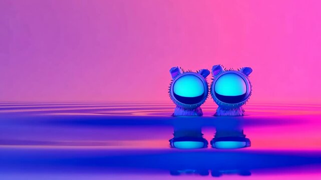 Two Cute Cartoon Eyes 3D Animation Loop