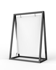 Blank metallic advertising banner stand template, 3d render illustration.