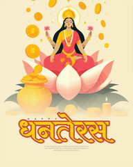 Happy Dhanteras with devi lakshmi social media post banner template