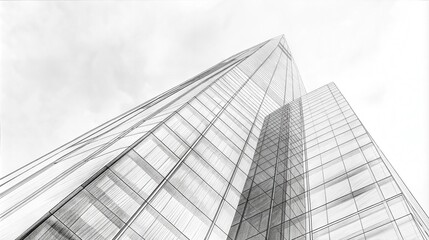Fototapeta premium Skyscraper architectural sketch showcasing modern design and structural precision in urban planning